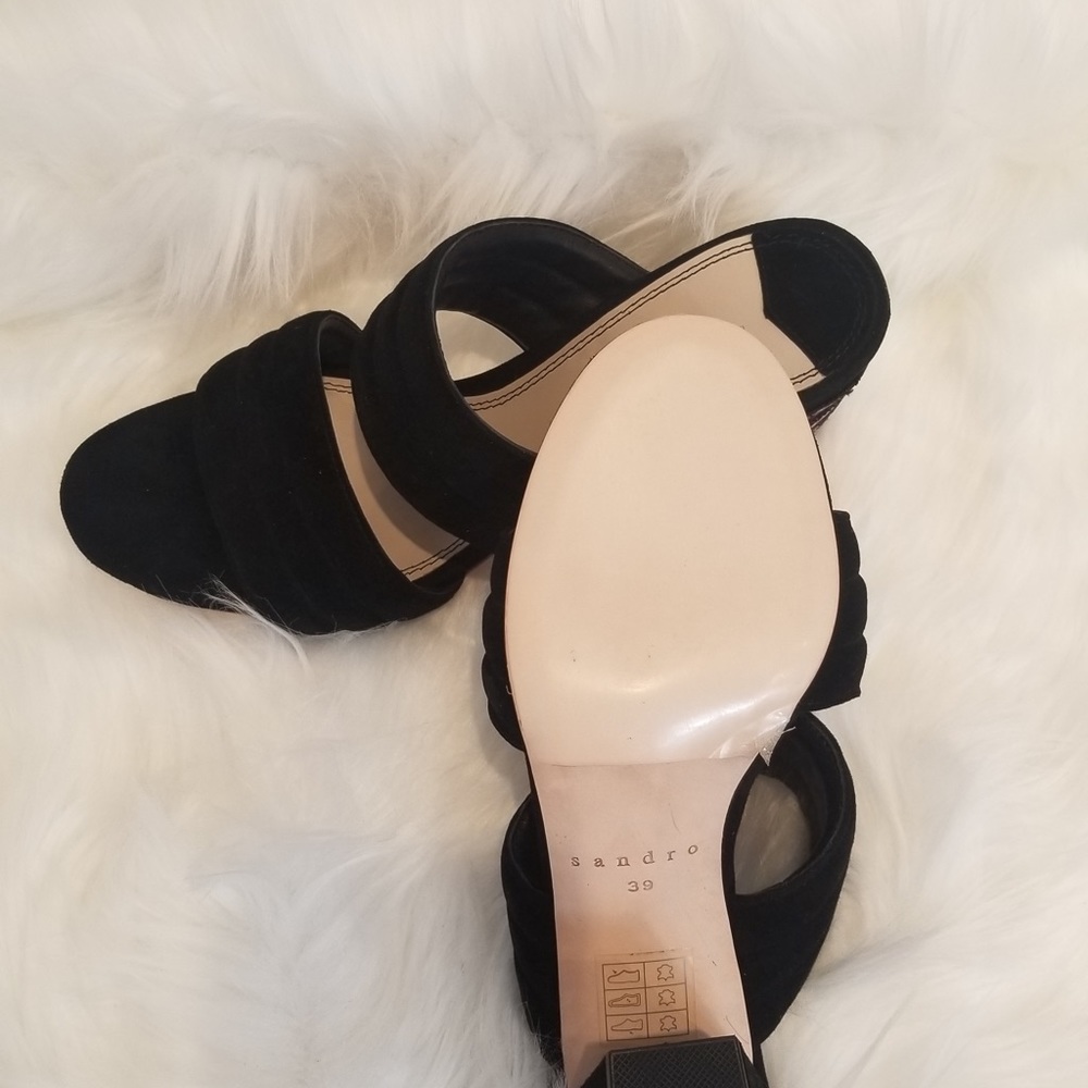 SANDRO ❤️ NIB TRUE LOVE VELVET CHUNKY HEELS SZ 9 - Picture 8 of 14